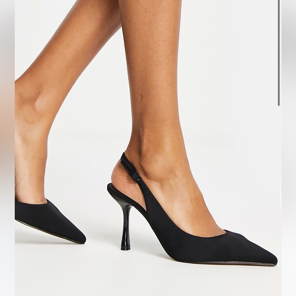 ASOS DESIGN Simmer slingback stiletto mid shoes in black - Picture 3 of 11